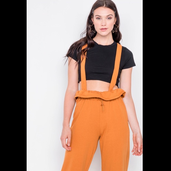 Camel, Relaxed, Wide-Leg Overalls - Picture 4 of 7